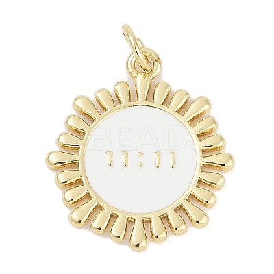 Sun with 11:11 Brass Enamel Pendants KK-G522-38G-02-1