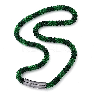 Glass Crochet Beaded Necklace NJEW-Z029-04D-1