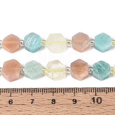 Natural Lemon Quartz & Flower Amazonite & Sunstone Beads Strands G-N358-03A-07-1