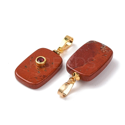 Natural Red Jasper Pendants G-P628-01G-01-1