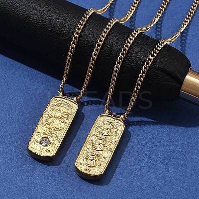 304 Stainless Steel Rectangle Number Pendant Necklaces NJEW-D300-01G-03-1