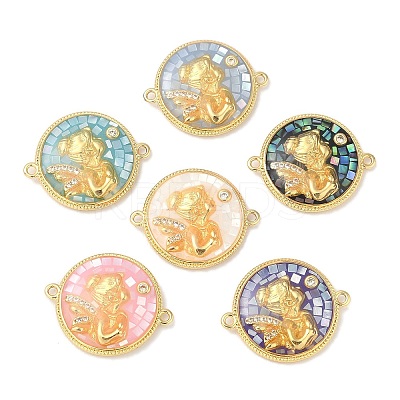 Epoxy Resin & Shell Connector Charms KK-K380-11B-G-1