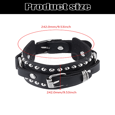 1Pc Punk & Gothic Style PU Leather Cord Bracelets for Women Men BJEW-LP0002-54-1