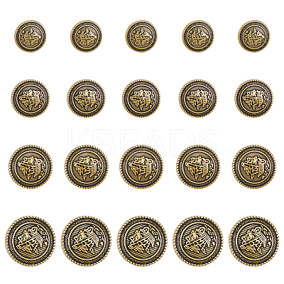 20Pcs 4 Styles Alloy Buttons BUTT-DR0001-04AB-1