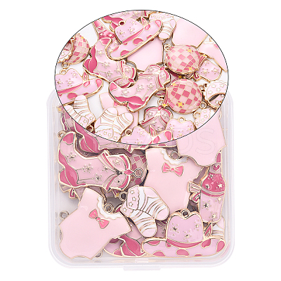 28Pcs 7 Styles Rack Plating Alloy Enamel Pendants ENAM-YW0004-86-1