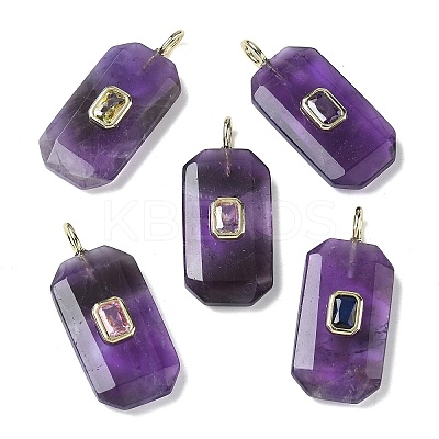 Natural Amethyst Faceted Pendants G-F819-02G-03-1
