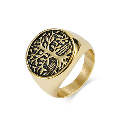 Retro Stainless Steel Tree of Life Finger Ring FIND-PW0020-06C-AG-1