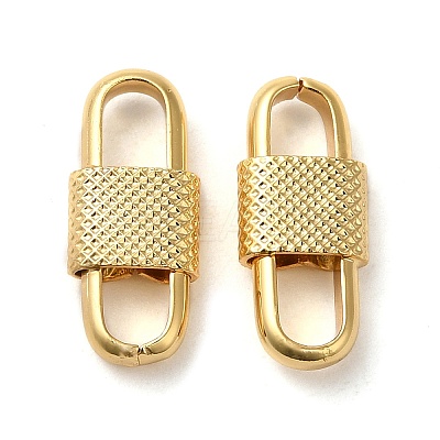 Rack Plating Brass Oval Link Connector Charms KK-Z033-03G-1