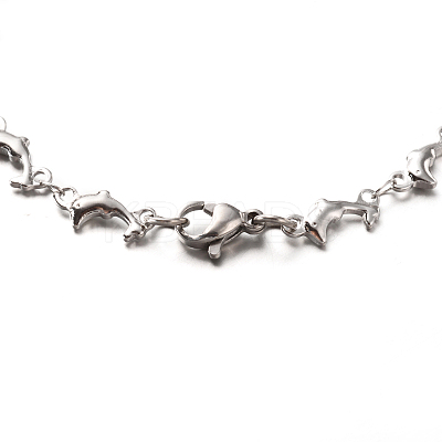 Tarnish Resistant 304 Stainless Steel Dolphin Link Bracelets BJEW-O076-03P-1