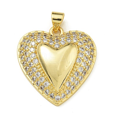 Rack Plating Brass Micro Pave Clear Cubic Zirconia Pendants KK-Z067-07G-01-1