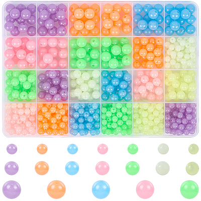19 colors Luminous Acrylic Beads MACR-SP0001-73-1