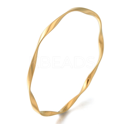 Ion Plating(IP) 304 Stainless Steel Twisted Ring Bangles BJEW-G684-04G-1
