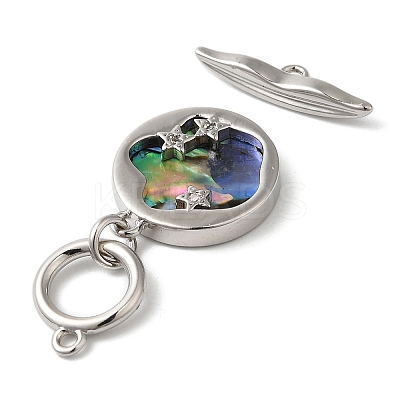 Brass Toggle Clasps with Paua Shell KK-N254-72P-1