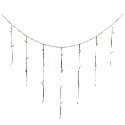 Wall Hanging Photo Display with Wooden Beads Garland AJEW-WH20011-54D-1