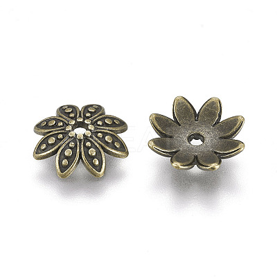 8-Petal Tibetan Style Alloy Flower Bead Caps LS-TIBEB-2347-AB-FF-1