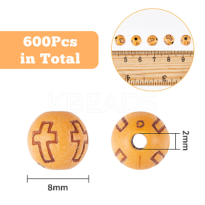 600Pcs Imitation Wood Acrylic Beads SACR-DC0001-10-1