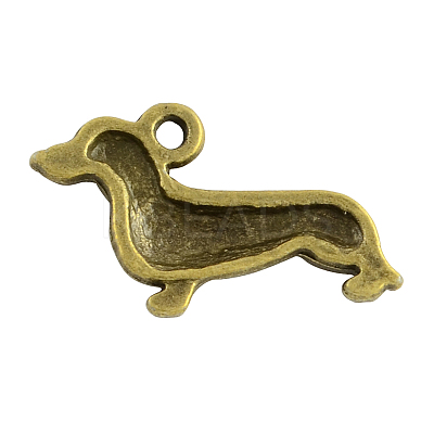 Tibetan Style Alloy Sausage Dog/Dachshund Pendants X-TIBEP-2547-AB-FF-1