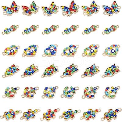 36Pcs 6 Style Alloy Enamel Links Connectors FIND-NB0001-89-1