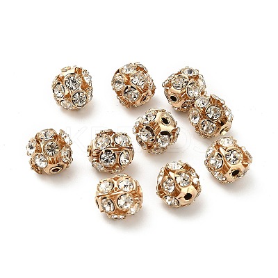 10mm Brass Crystal Rhinestone Beads KK-S519-01C-01G-1