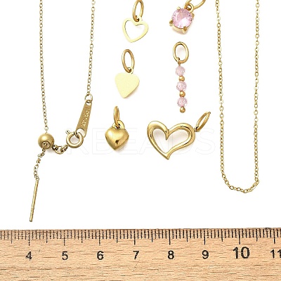 Cubic Zirconia & Glass Heart Pendant & Necklaces & Bracelets Sets SJEW-Q002-08G-1