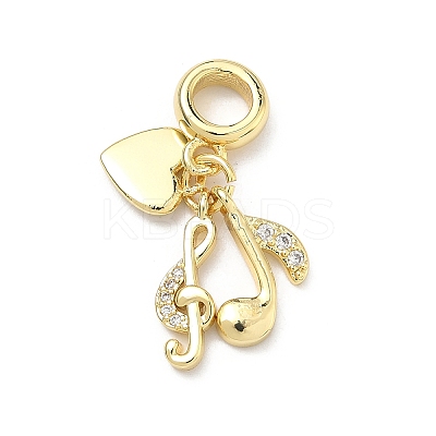 Brass Micro Pave Clear Cubic Zirconia European Dangle Charms X-KK-P345-50G-1