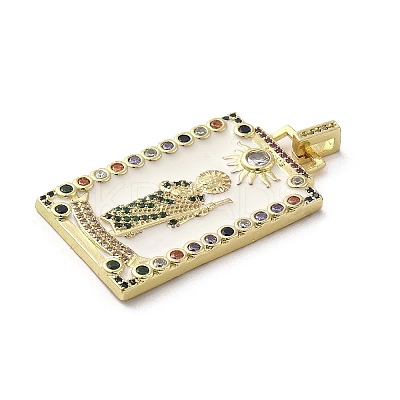 Brass Micro Pave Cubic Zirconia Pendants with Enamel KK-H458-05G-01-1
