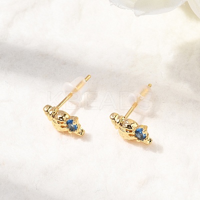 Brass Stud Earrings EJEW-C158-11C-G-1