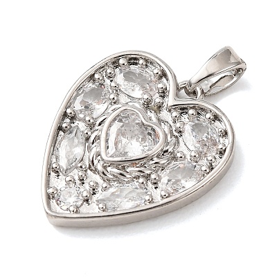Valentine's Day Brass Pave Clear Cubic Zirconia Pendants CU-H001-01P-1