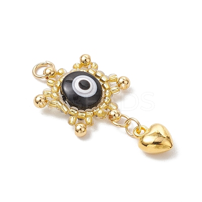 Glass Seed Beaded Eye Pendants PALLOY-MZ00634-1