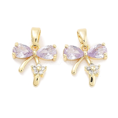 Brass Micro Pave Cubic Zirconia Pendants KK-P271-06G-A-1