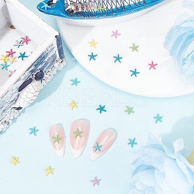 60Pcs 6 Colors Starfish Iron Alloy Cabochon MRMJ-WH20004-09A-1