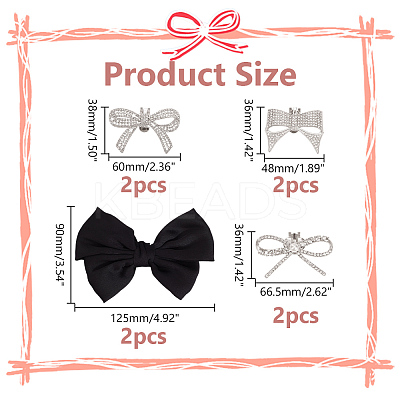 8Pcs 4 Styles Detachable Alloy Rhinestone Shoe Buckle Clips FIND-HY0003-90P-1