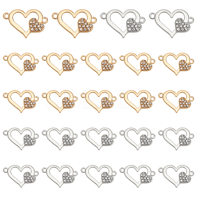 48Pcs 2 Colors Alloy Rhinestone Links/Connectors FIND-UN0016-40-1