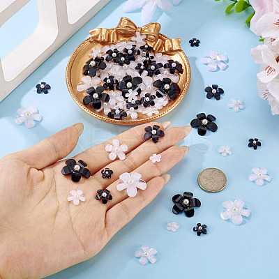 100Pcs 10 Styles Flower Resin Cabochons RESI-TA0004-28A-1