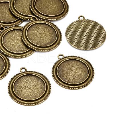 Vintage Tibetan Style Alloy Pendant Cabochon Bezel Settings X-TIBEP-M018-139AB-NF-1