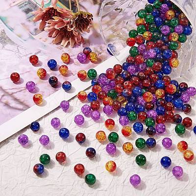 300Pcs 6 Colors Spray Painted Crackle Glass Beads CCG-SZ0001-11E-1