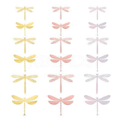 12Sets 6 Style PVC 3D Imitation Hollow Out Dragonfly Wall Stickers DIY-CF0001-04-1