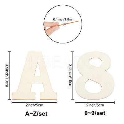 2 Sets 2 Styles Chinese Cherry Wood Number 0~9 and Letter A~Z DIY-CN0001-23-1