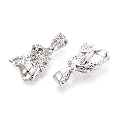 Brass Micro Pave Clear Cubic Zirconia Pendants KK-T075-85P-1