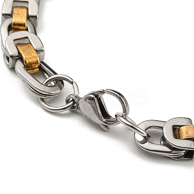 Ion Plating(IP) Two Tone 201 Stainless Steel Link Chain Bracelet BJEW-B078-29GP-1