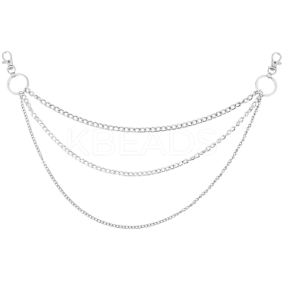 1Pc Alloy Twisted Chain 3 Layered Chain Belts for Women Men AJEW-CY0002-25P-1