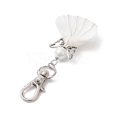 Angel Alloy & Wire Wrapped Natural Shell Pendant Decorations HJEW-JM02017-03-1