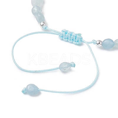 Natural Aquamarine & Synthetic Synthetic Turquoise Beads Braided Bead Bracelets BJEW-JB13275-01-1
