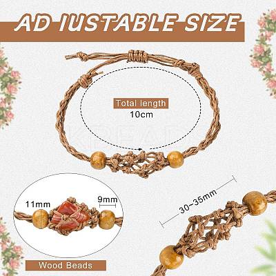 4Pcs 2 Colors Adjustable Braided Waxed Cord Macrame Pouch Bracelet Making MAK-CJ0001-18-1