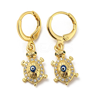 Real 18K Gold Plated Brass Dangle Leverback Earrings EJEW-A033-25G-02-1
