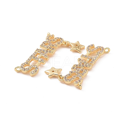 Brass Micro Pave Clear Cubic Zirconia Pendants KK-E068-VC155-1