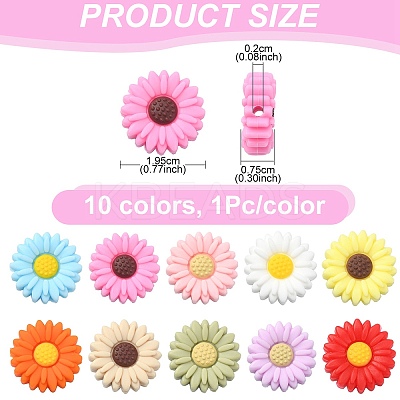10Pcs 10 Colors Food Grade Eco-Friendly Silicone Focal Beads SIL-YW0001-19-1