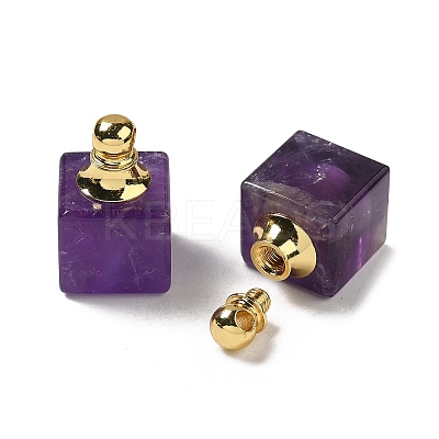 Natural Amethyst Perfume Bottle Pendants G-Z039-04G-04-1