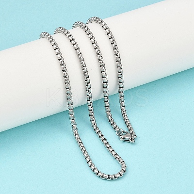Tarnish Resistant Trendy Men's 201 Stainless Steel Box Chain Necklaces NJEW-L043A-46P-1