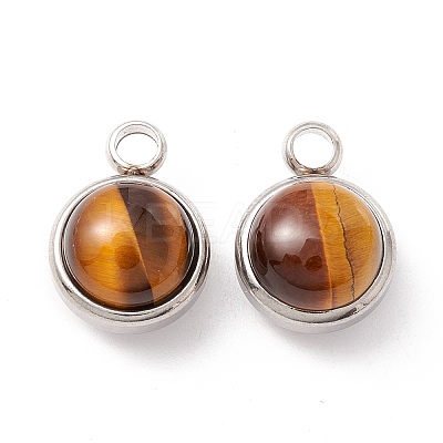 Natural Tiger Eye Charms G-K325-01P-01-1